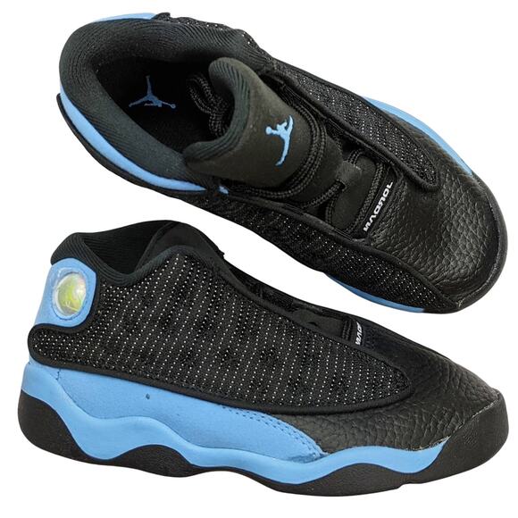 Jordan 13 Retro TD toddler 10C black and university blue white basketball UNC - Picture 1 of 7